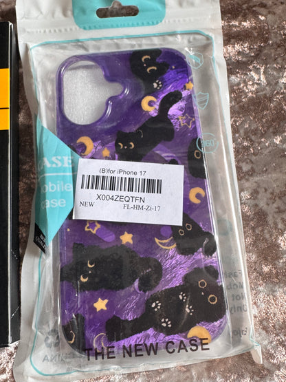 iphone 17 Purple Cat Case and Screen Protector (NEW)